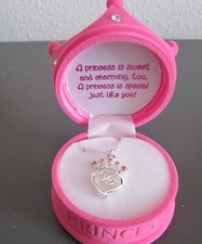 New Girls Princess Necklace Pink Stones In Gift Box