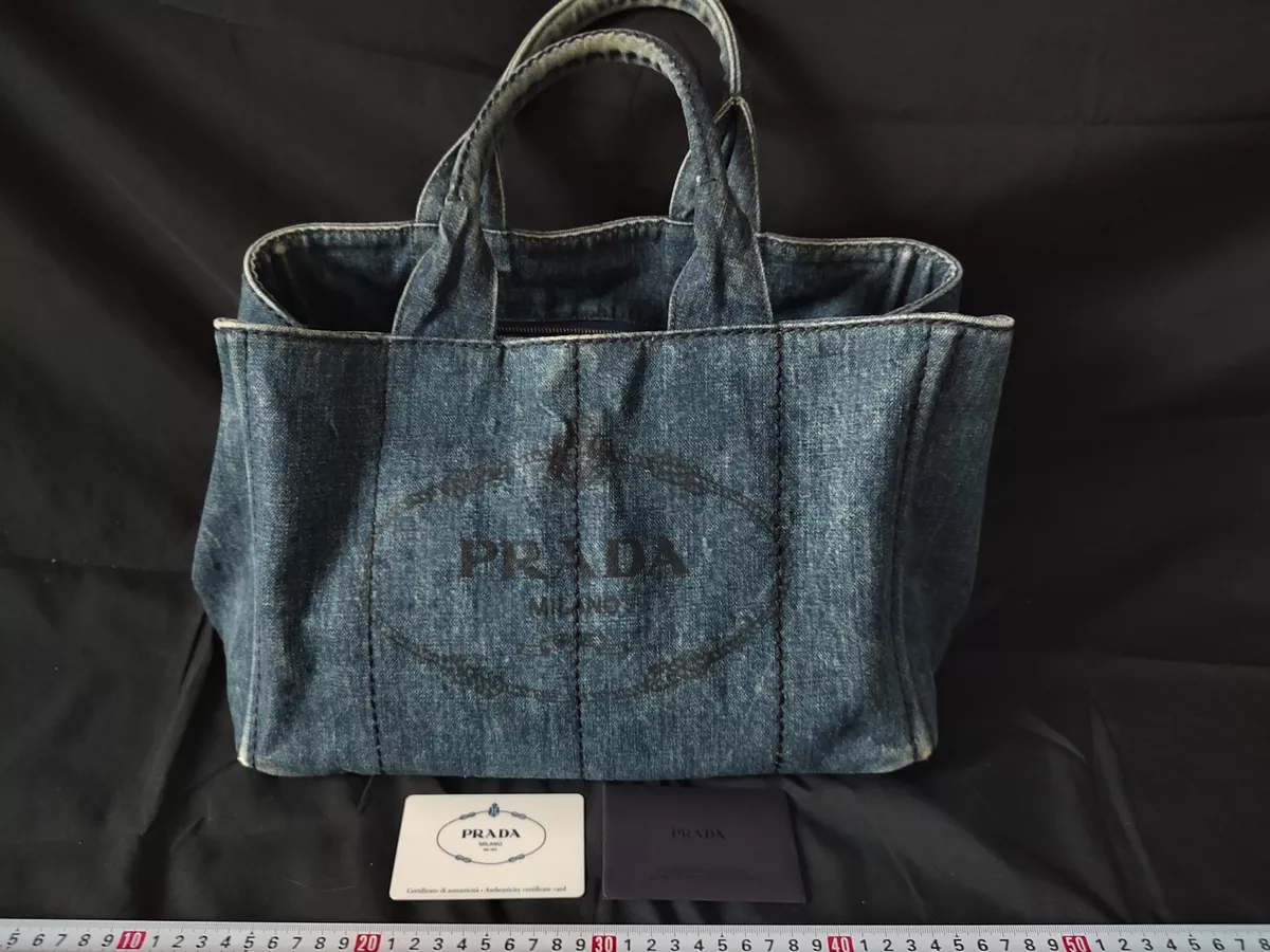 Prada Blue Denim Canvas Canapa Bag