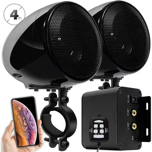 Motorcycle Audio Set ATV UTV Speaker Sound System with 150W Stereo 2ch Amplifier - Picture 1 of 6