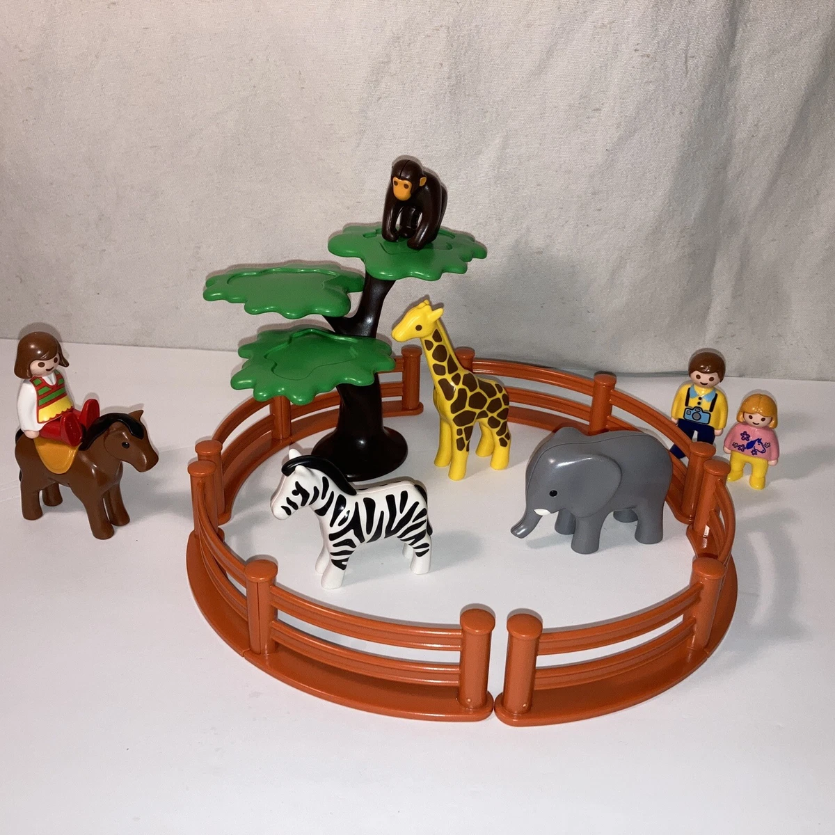 Playmobil 123 Zoo Safari Animals Elephant Zebra Monkey Fence & People | eBay