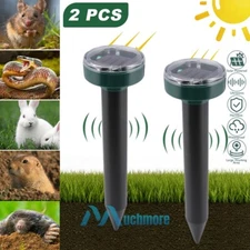 2x Solar Ultrasonic Animal Repeller Garden Pest Repellent Dog Cat Rabbit Raccoon