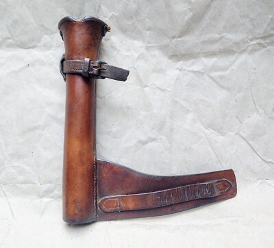 Seltener Fuchs Jagd Horn Halter Antik Leder Reitsport 