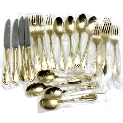 Farberware BREEZE GOLD Glossy Gold-plated 20pc Service for 4 Silverware Flatware