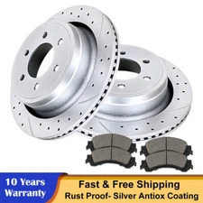 Rear Drilled Brake Rotors Disc Ceramic Pads Fit 6 Lug Ford F-150 Brakes Kits