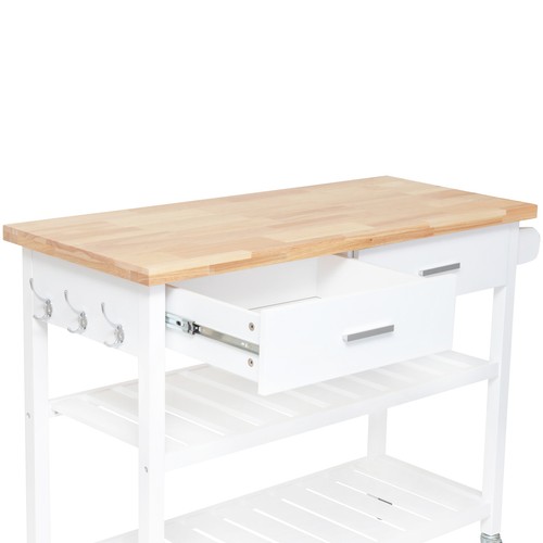 Kitchen Island Trolley With Open Shelves - White - Picture 7 of 11