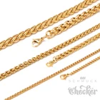 Gold Plated Cable Chain Stainless Steel Women Men Necklace Gold Chain Thick Thin 60cm