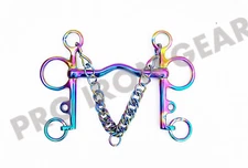 Rainbow Color Pelham Bit Mullen Mouth Horse Bit Stainless Steel