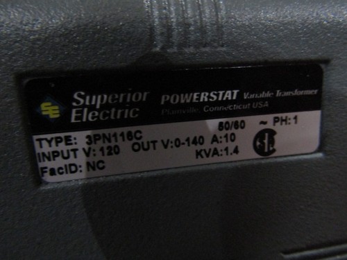 Superior Electric Powerstat 3PN116C Variable Transformer - Picture 4 of 9