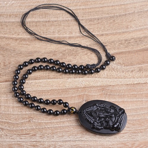 Collar de elefante obsidiana negra Ganesha colgante riqueza con cadena ajustable - Imagen 5 de 7