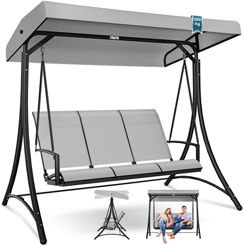 KESSER® Hollywoodschaukel Gartenschaukel mit Sonnendach 3er Schaukelbank 300kg - Bild 2 von 41