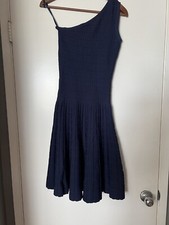 Michael Kors One shoulder jacquard knit Blue dress Asymmetrical Stretch XXS NWT