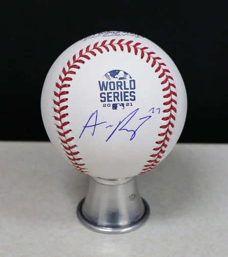 Austin Riley Signed 2021 World Series Baseball ~Dual COA MLB & Fanatics #986
