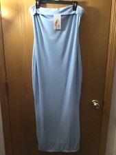 New Pretty Garden Strapless Maxi, Ribbed, Light Blue - Size Large