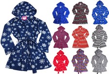 Bottoms Out Women Cozy Plush Fleece Short Bath Robe Long Sleeve Hooded Spa Robe