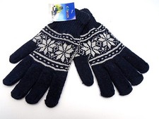 Meigu Soft Knit Snowflake Unisex Gloves One Size Navy/Gray 128X
