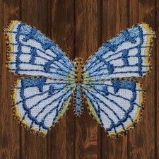 Blue Butterfly Embroidered Patch   Iron On