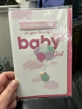 Paper Craft Congratulations Baby Girl Card With Envelope New  