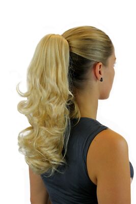 Haarteil/Zopf gewellt 45 cm Butterfly-Klammer blond Pferdeschwanz JL-3275-24B