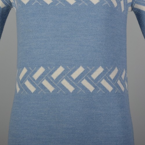 XS Courreges Blue Sweater Dress 1970s French Wool Knit Long Sleeves Winter VTG - Picture 7 of 10
