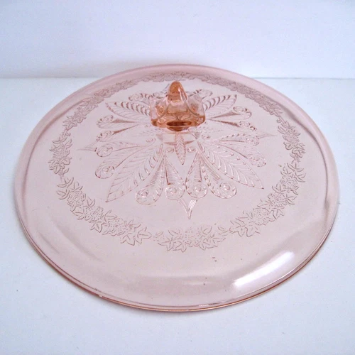 Adam Pink Jeanette Depression Glass LID ONLY For 9 Inch Bowl 7.5" Across