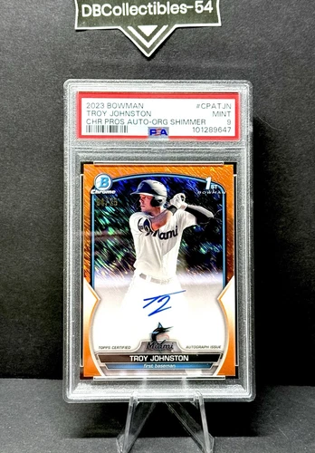 2023 Bowman Chrome Troy Johnston 1st Orange Shimmer Auto 04/25 PSA 9 Miami