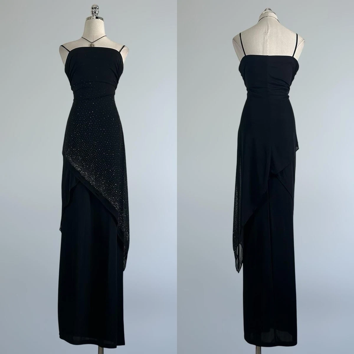 soft grunge prom dress Long Black A-Line Glitter Prom Dress with Pockets Black / 10