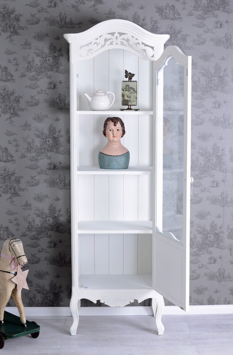 Vitrine Buffett Vaisselier Blanc Palazzo INT - Style Campagne - Avec Porte Vitrée - 194x58x38 Cm