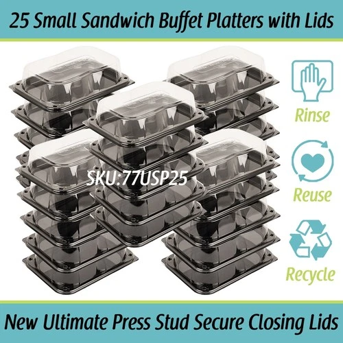 Small Sandwich Platter with Lids x 25 Catering Reusable  Party Platters Trays