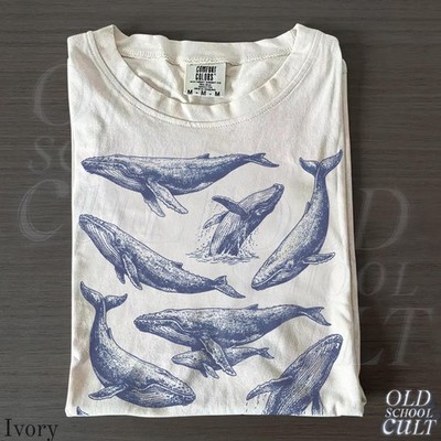 Whale 90s Vintage Tattoo Style Graphic Shirt, Retro Comfort Colors Y2k Ocean Hu