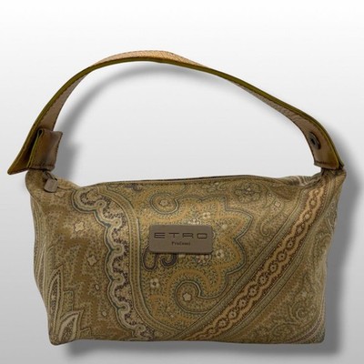 ETRO Mini Bag Handbag Paisley Accessory Pouch Brown Vintage Authentic From Japan