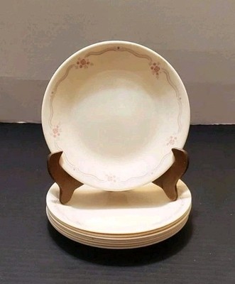 Corelle English Breakfast Pattern Plates Bread Butter Dessert 8 Small Dishes Vtg