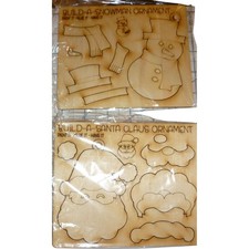 2pc Build-A-Santa  Snowman Wooden Ornament Kits DIY Paintable Christmas Crafts