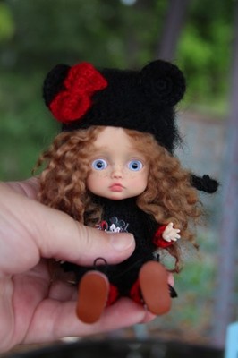 OOAK Little Palm Darling MIMI Mouse by iCukla 5''/13cm Tiny Resin BJD Doll ~ bjd