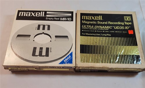6 Vintage Maxell UD 35-180 10,5" Metallspulen NAB Hub Reel to Reel