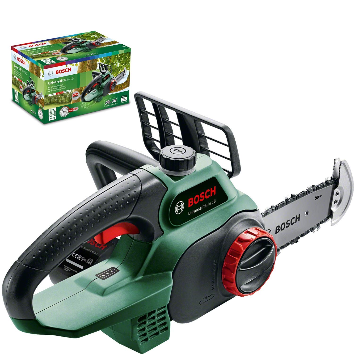 Bosch Universalchain 18 Sega A Catena A Batteria, Nero Verde, 23.5 x 20 x 51 cm,
