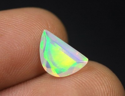 Real Ethiopian Fire Opal Moon Gemstone, 1.00 Ct Rainbow Opal Faceted Cut Stone