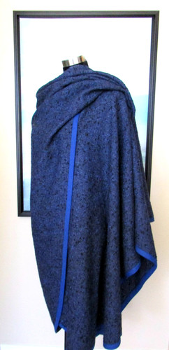 VTG 70's Yves Saint Laurent Rive Gauche Blue Wool Cape Coat Made in France Sz 38