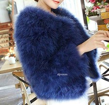 Real Ostrich Feather Fur Short Coat Shrug Jacket Wedding Party Bolero Bridal New