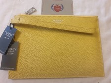 Osprey London Core Large Leather Pouch /Slimline Clutch Bag, Pollen Yellow BNWT