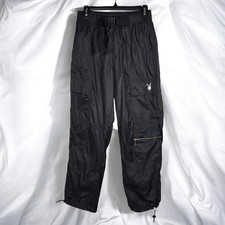 Playboy by Pacsun Black Cargo Pants Nylon Relaxed Fit Belted Womens Medium