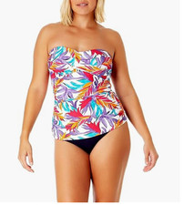 Anne Cole Women's Twist-Front Bandeau Tankini Top Multicolor Size M 9227