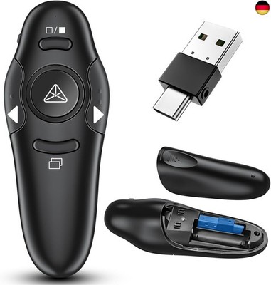 Presenter mit Laserpointer - 2,4 GHz Wireless Pointer für Präsentationen, USB &