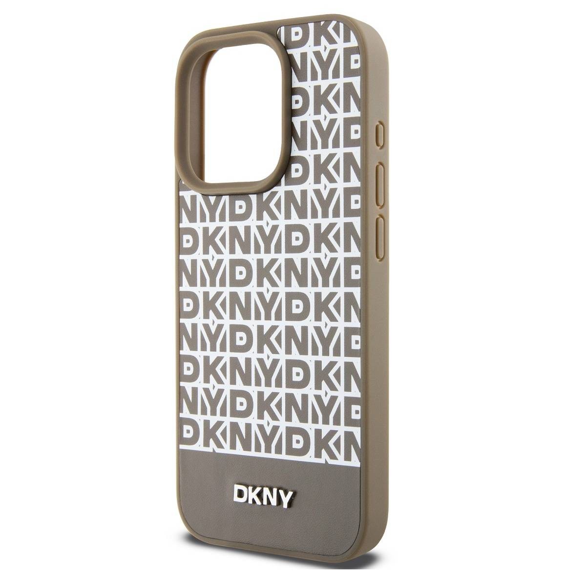 Coque DKNY iPhone 14 Pro Premium en Simili Cuir Marron