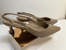AK Anne Klein iflex Heels Shoes 2" Heel Slingback Tan Beige 7.5 M