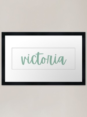 Victoria Name - Sage Green Framed A Framed Wall Art Poster Canvas Print Picture