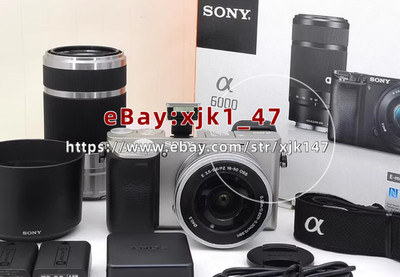 Sony A6000 Silver 16-50mm 55-210mm W Lens Kit with 2x Battery/xjk