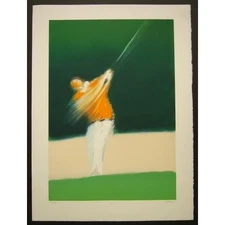 European Print Lithograph Dutrelot "Golfer" 557X753mm