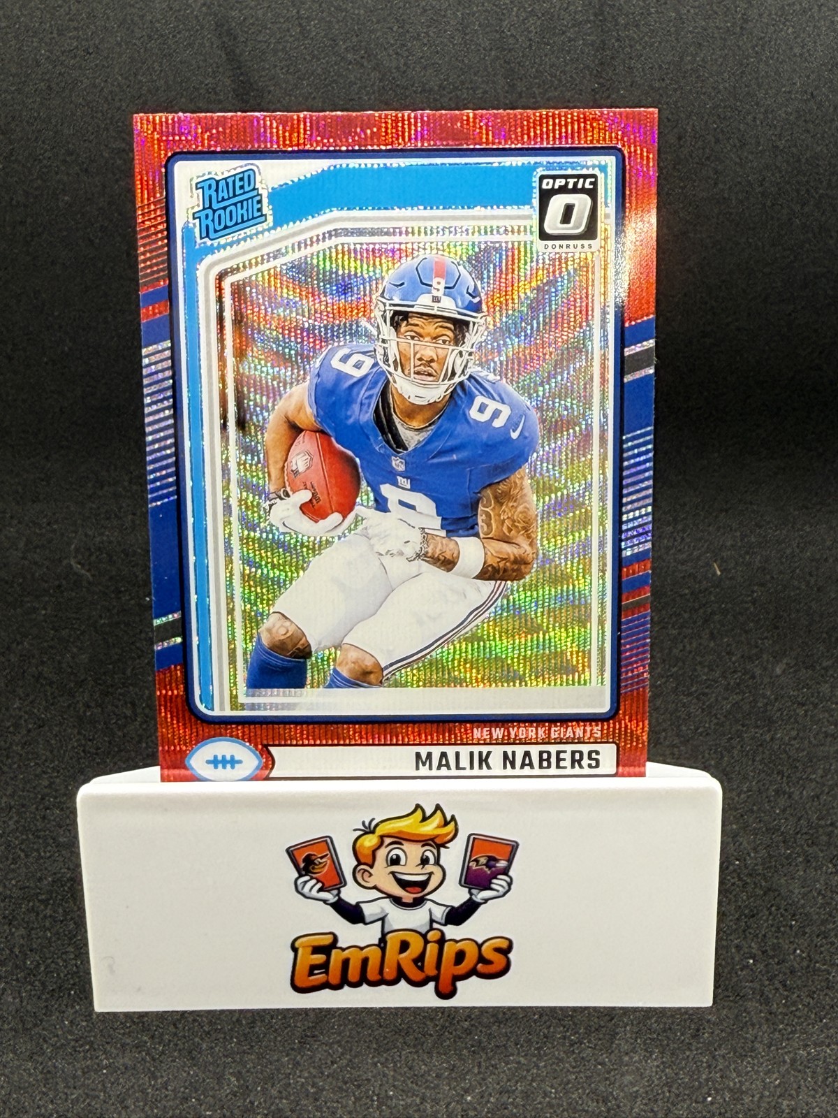 2024 Panini Donruss Rated Rookie Malik Nabers #383 Optic Preview Red Wave Prizm 