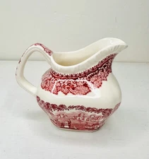 FRANCISCAN Pink Vista English Ironstone Red White England Creamer Pitcher