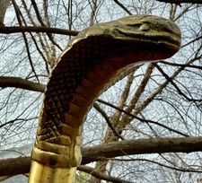 Antique Victorian Brass Cobra Walking Stick 3 Piece Shaft 35  1890s Artifact